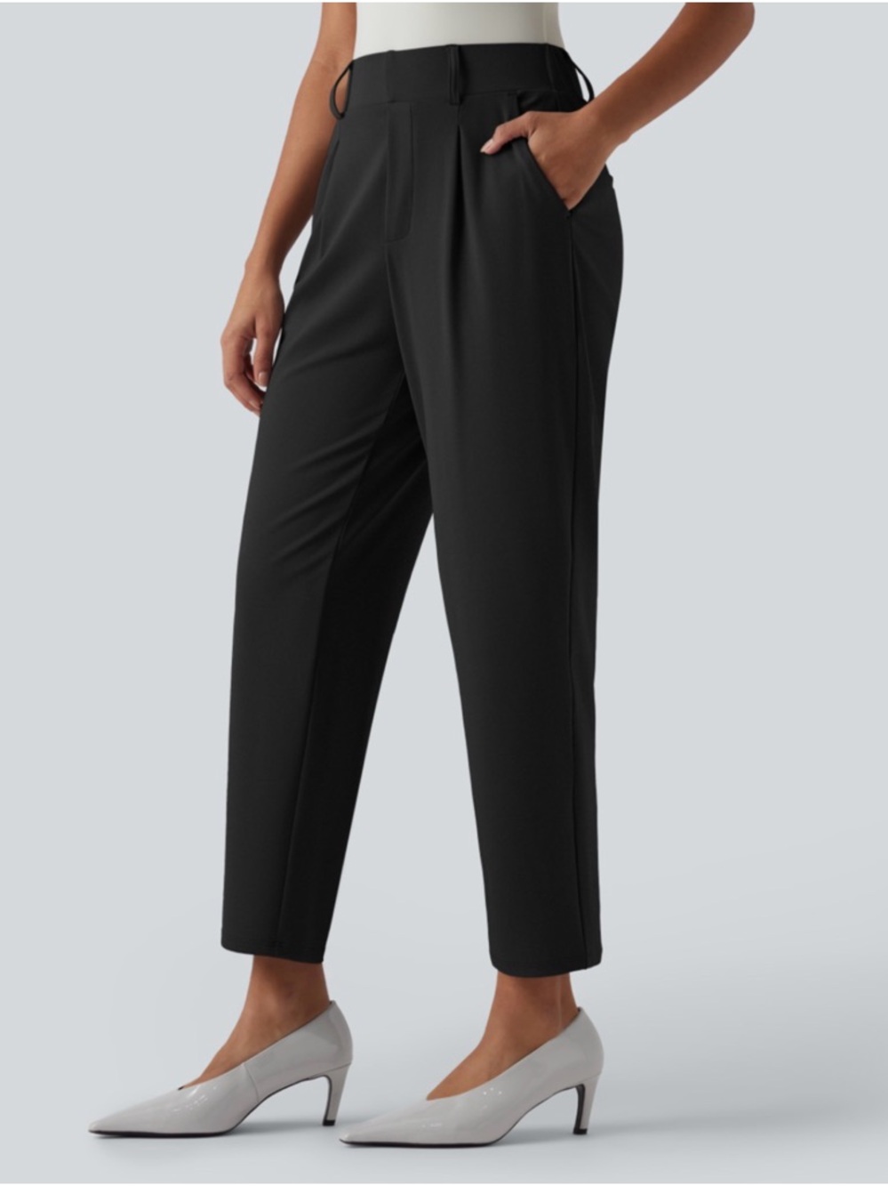 HALARA Black Elastic-Waist Active Pants